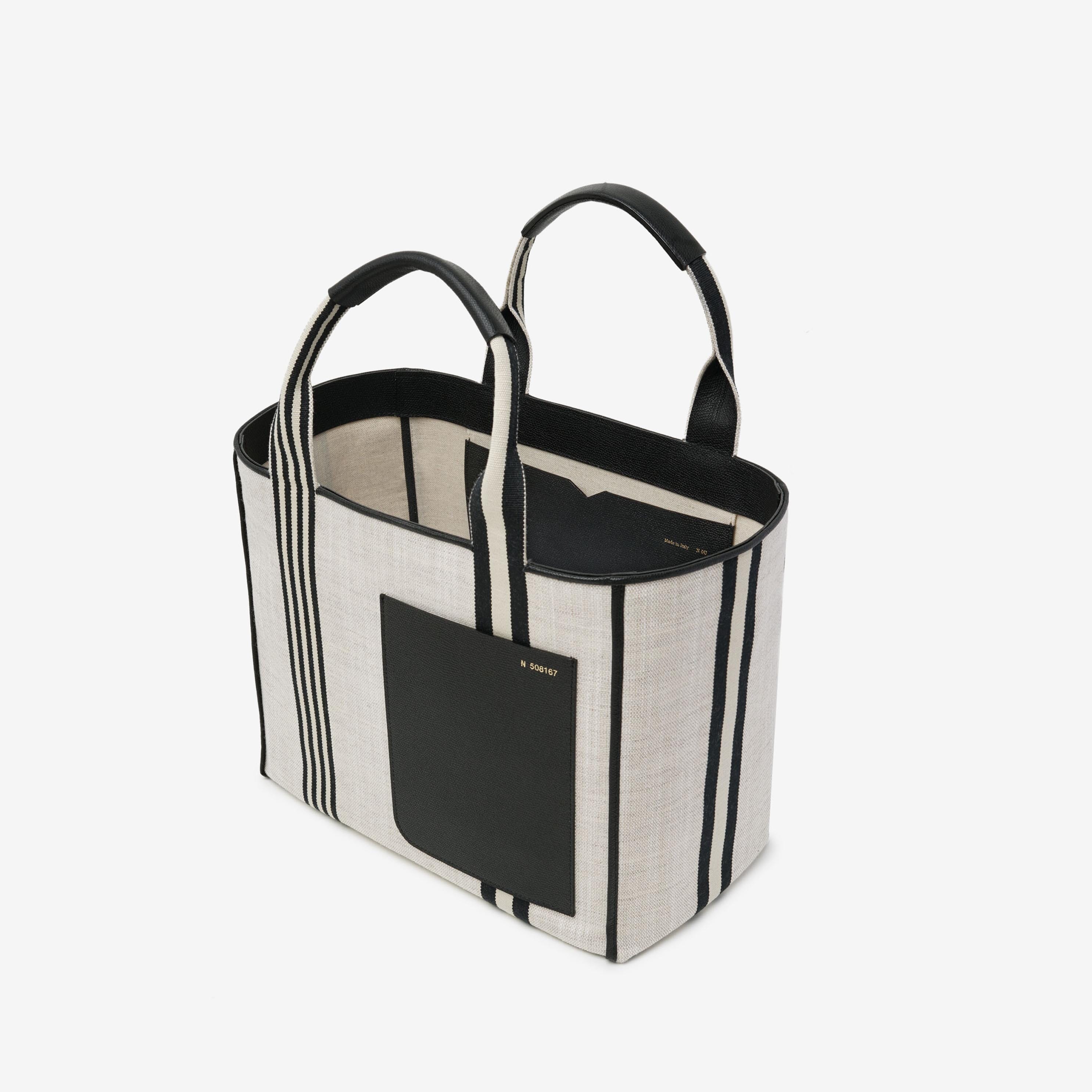 Linear Fabric Medium Tote Bag - Sand Brown/Black - Tessuto Linear/VS - Valextra - 4