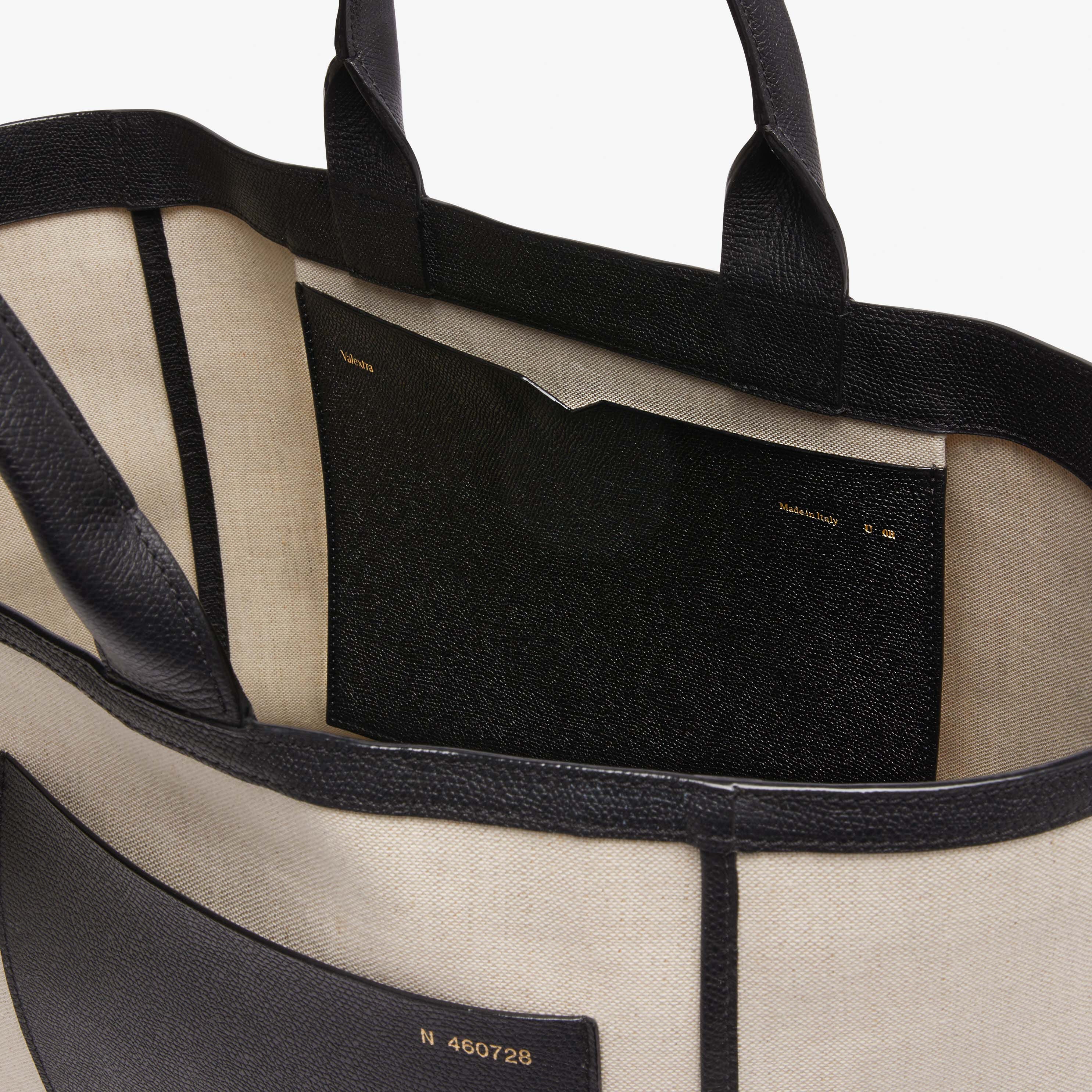 Shopping Large  Bag Canvas - Sand Brown/Black - Tessuto Canvas/VS - Valextra - 4