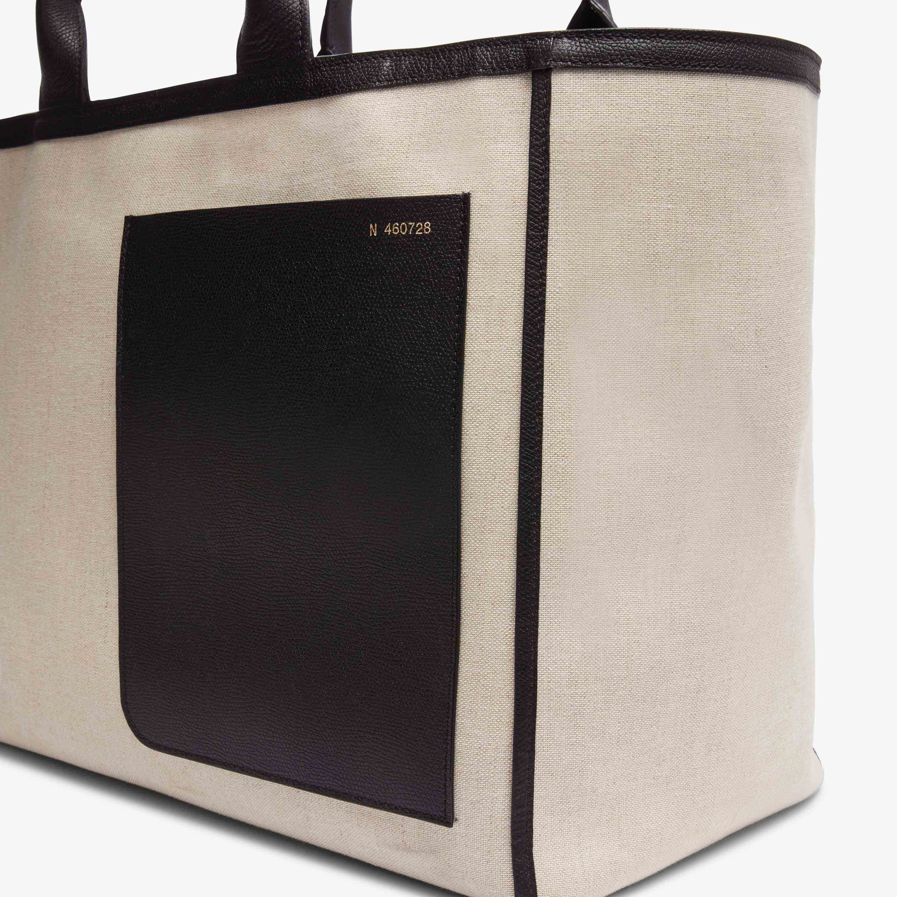 Shopping Large  Bag Canvas - Sand Brown/Black - Tessuto Canvas/VS - Valextra - 5