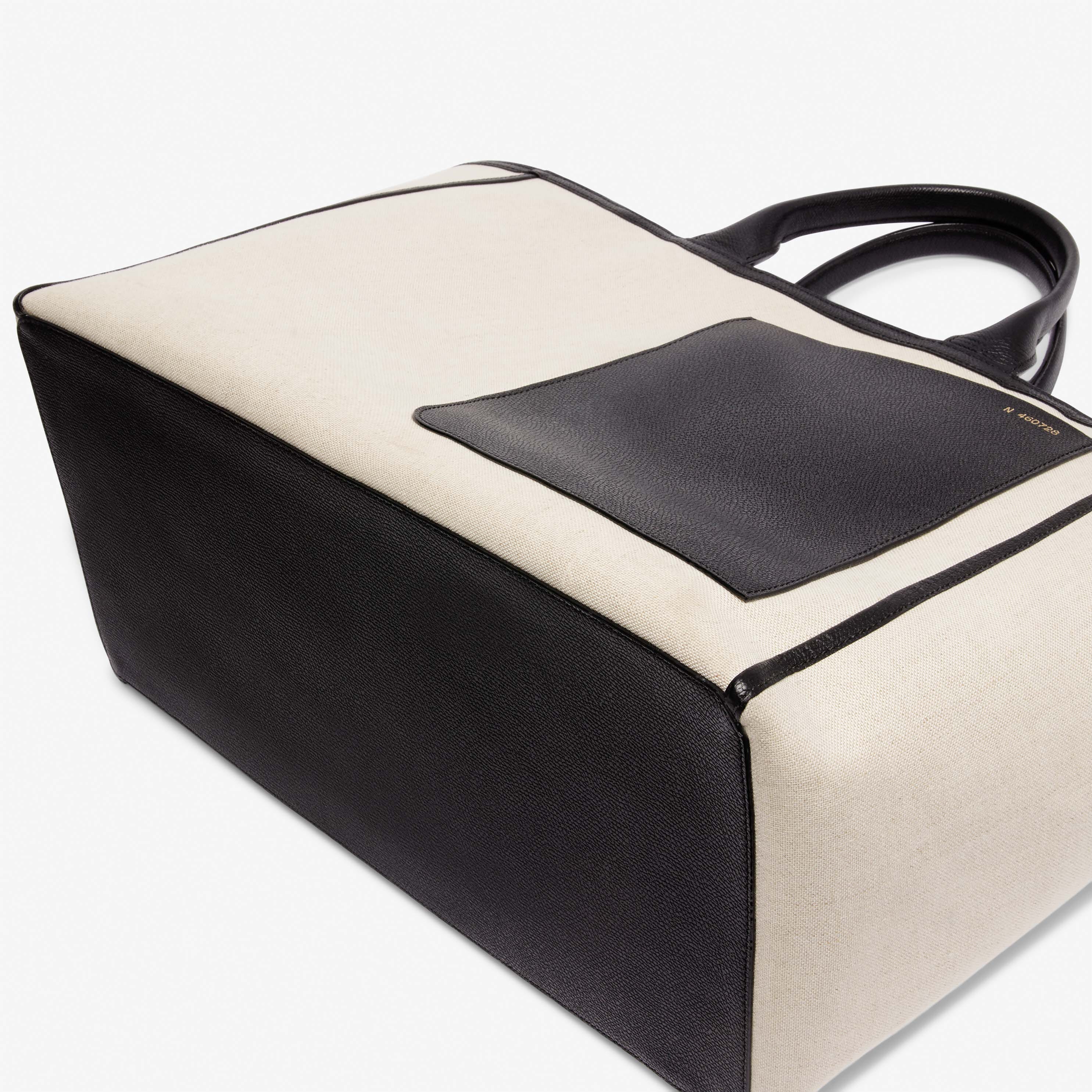 Shopping Large  Bag Canvas - Sand Brown/Black - Tessuto Canvas/VS - Valextra - 6