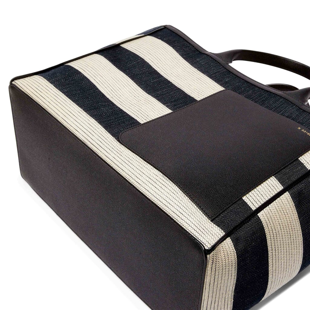 Valextra, Tote Bag Denim Stripe Medium, Black/White