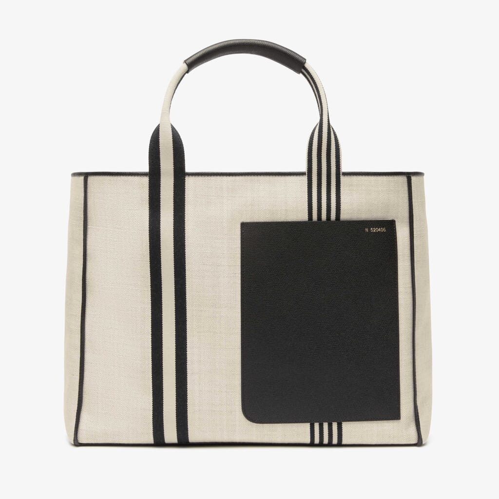 Valextra, Tote Bag Denim Stripe Medium, Black/White