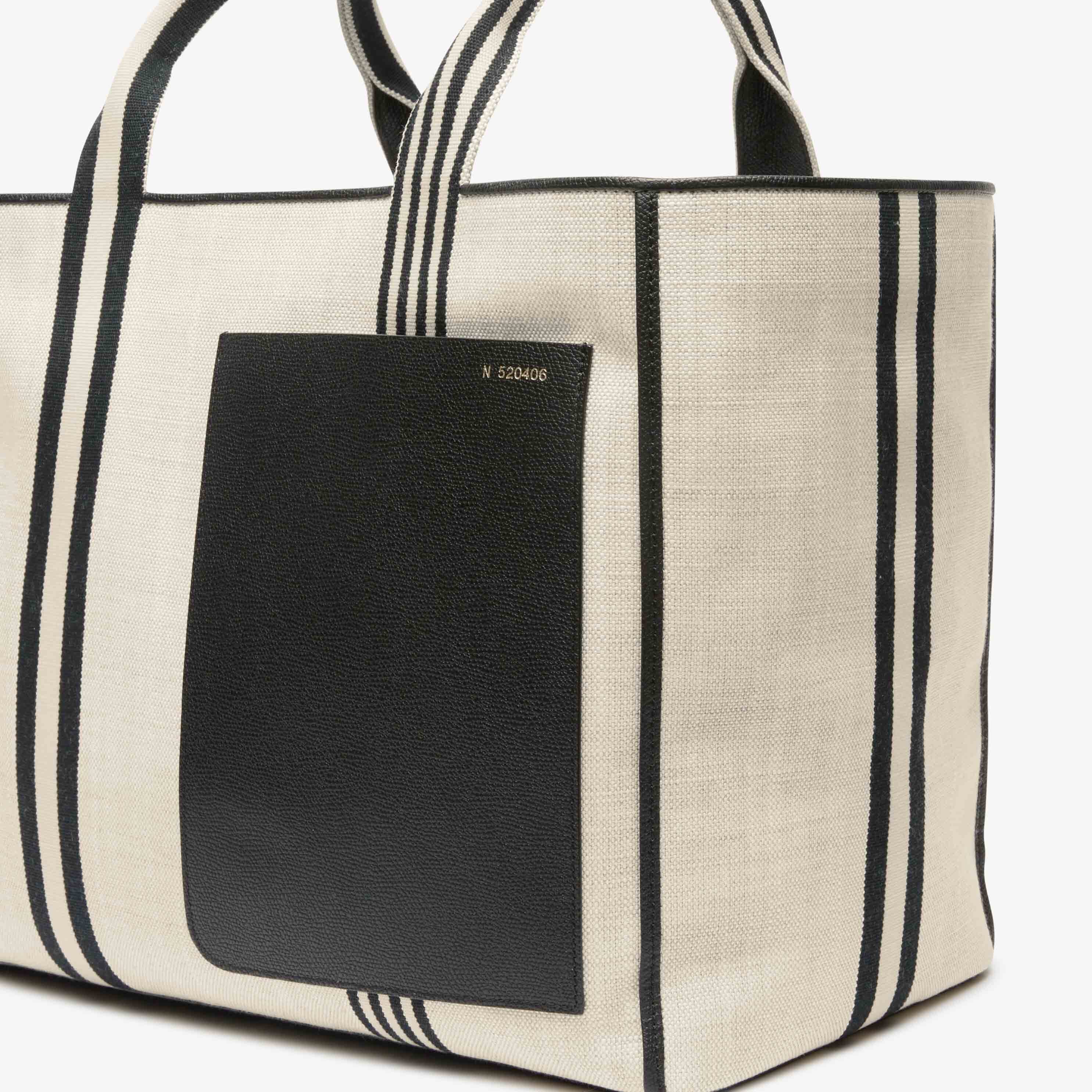 Linear Fabric Large Tote Bag - Sand Brown/Black - Tessuto Linear/VS - Valextra - 4