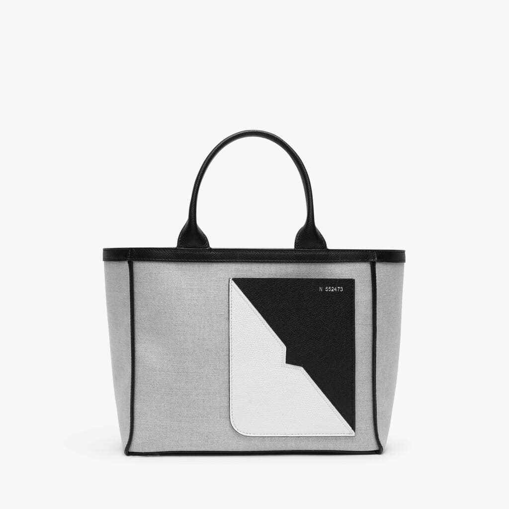 Leather-trimmed canvas tote