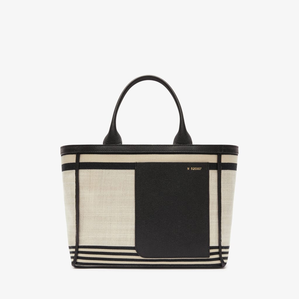 Valextra, Tote Bag Denim Stripe Medium, Black/White