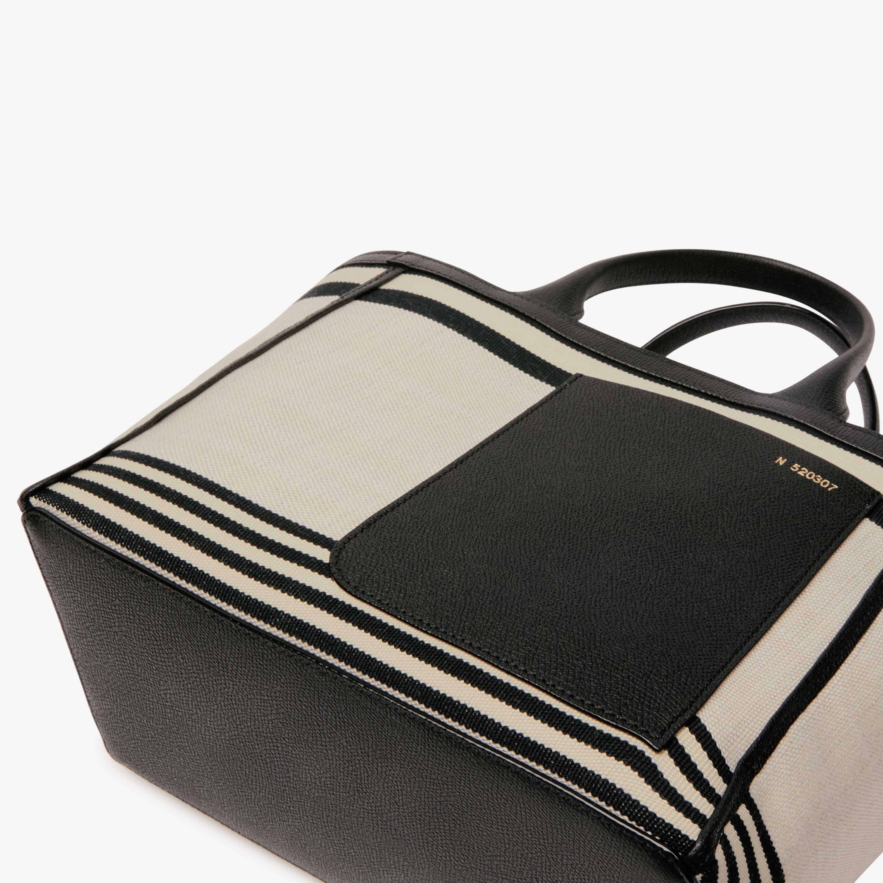 Linear Fabric Mini Tote Bag - Sand Brown/Black - Tessuto Linear/VS - Valextra - 4