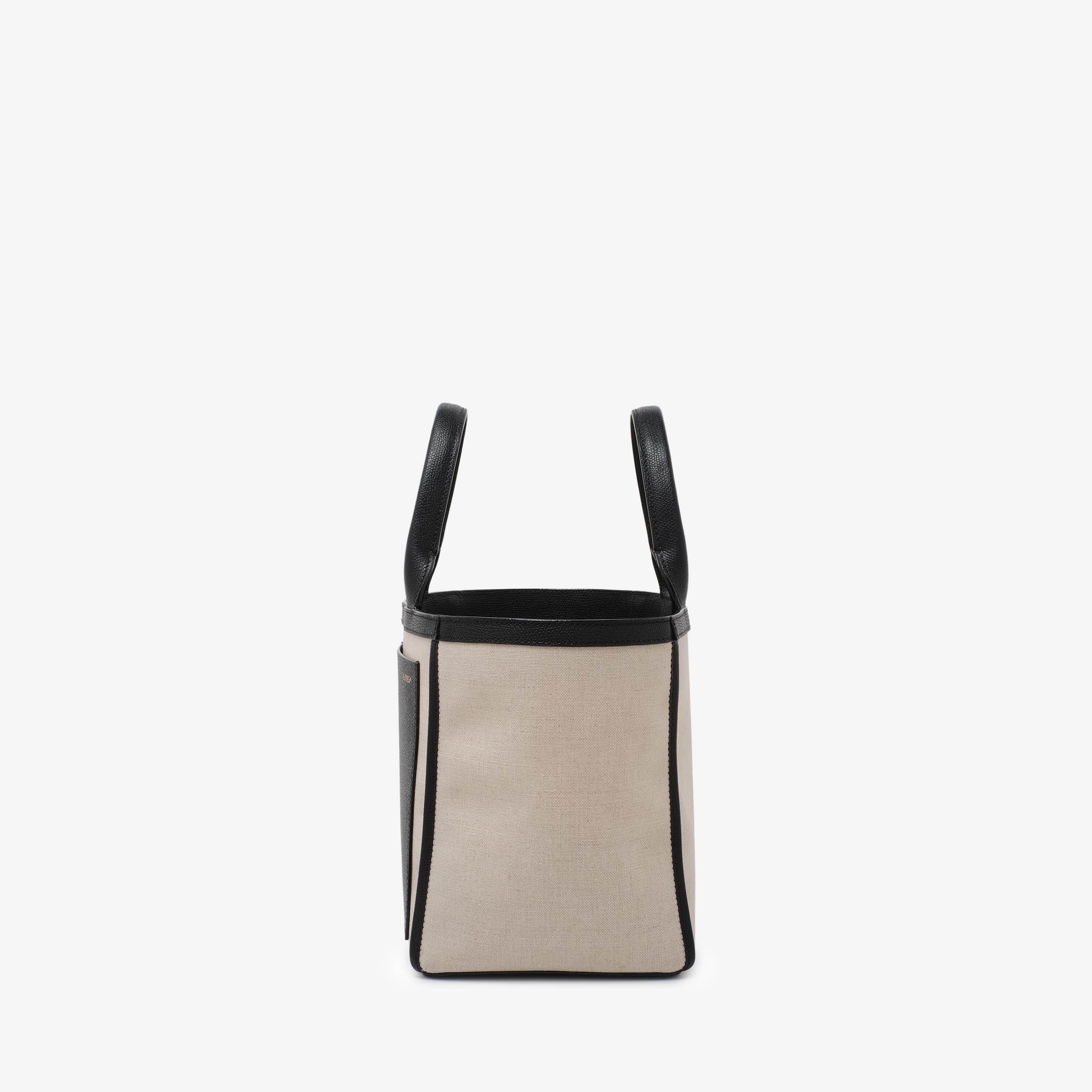 Shopping Mini Bag Canvas - Sand Brown/Black - Tessuto Canvas/VS - Valextra - 3