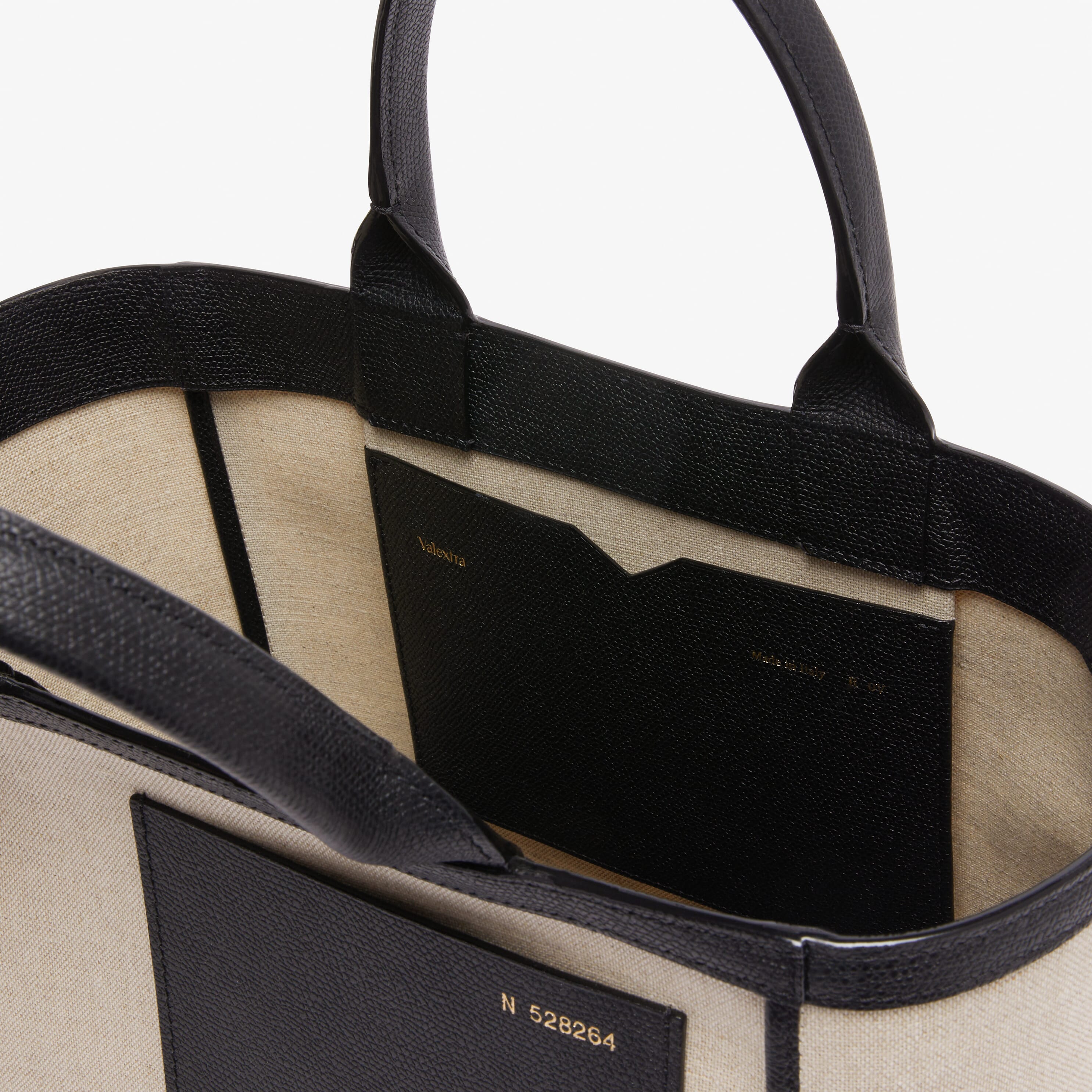 Shopping Mini Bag Canvas - Sand Brown/Black - Tessuto Canvas/VS - Valextra - 3