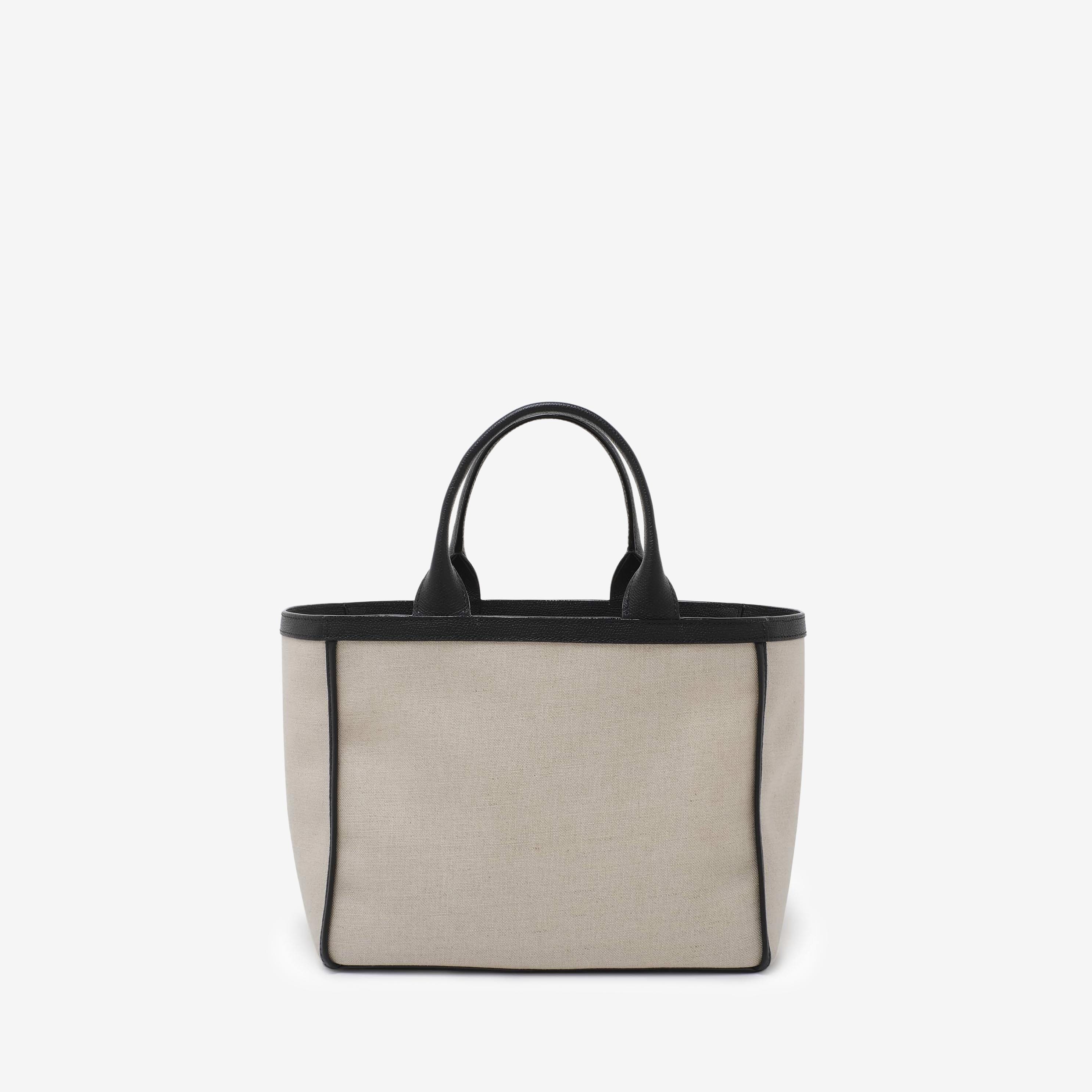 Shopping Mini Bag Canvas - Sand Brown/Black - Tessuto Canvas/VS - Valextra - 4