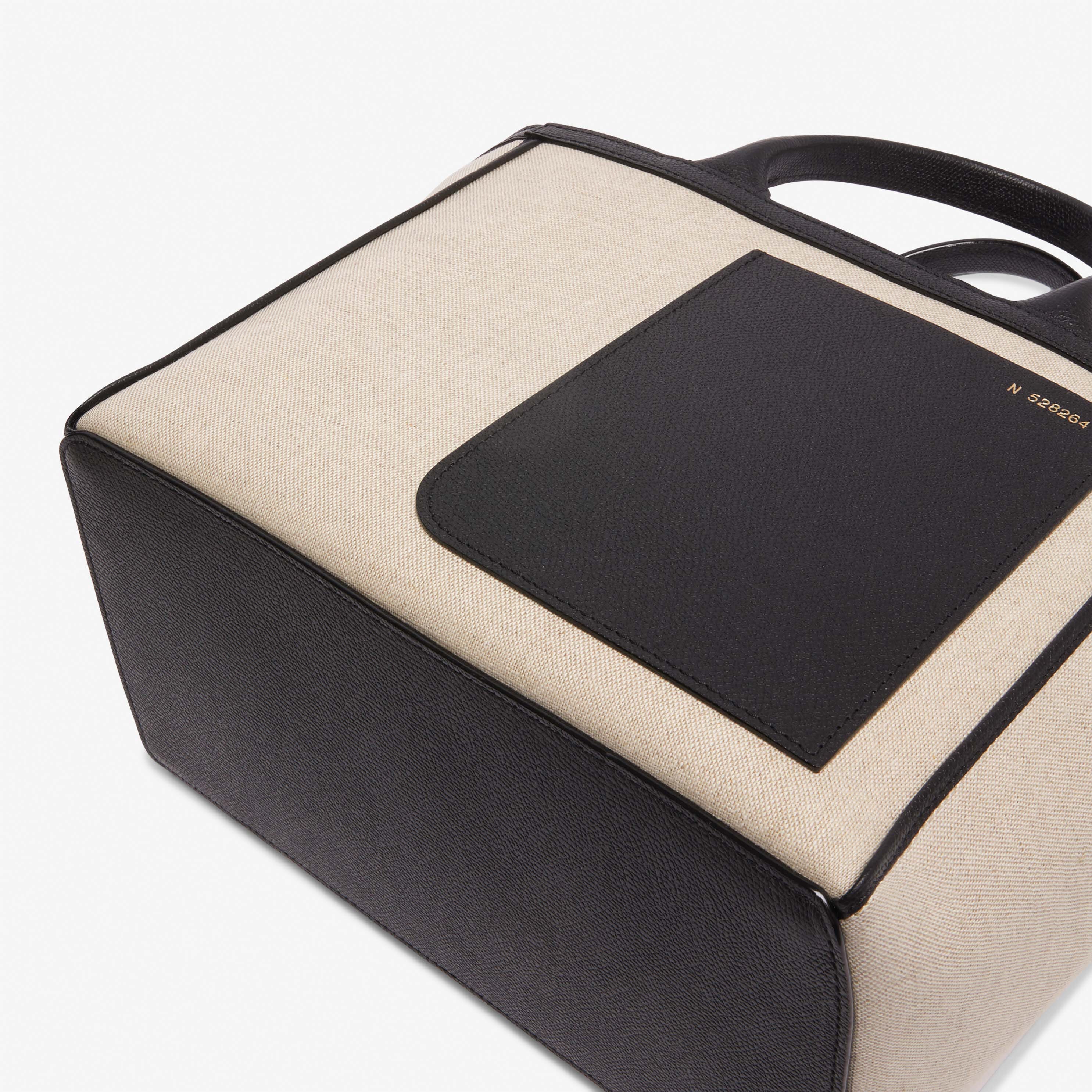 Shopping Mini Bag Canvas - Sand Brown/Black - Tessuto Canvas/VS - Valextra - 5