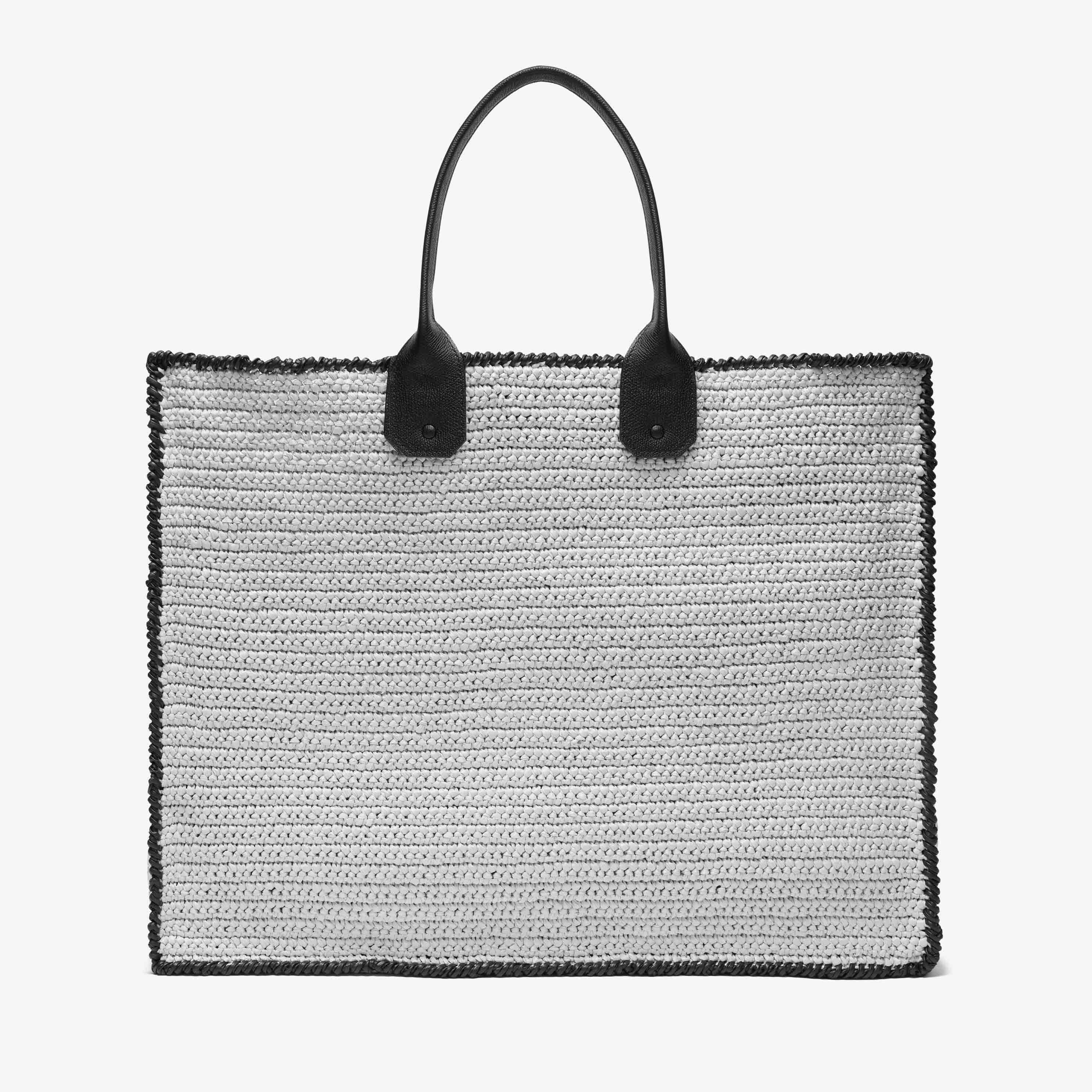 Soft Tote Raffia Crochet maxi bag - Beige/Black - Rafia/Vitello VS - Valextra - 6