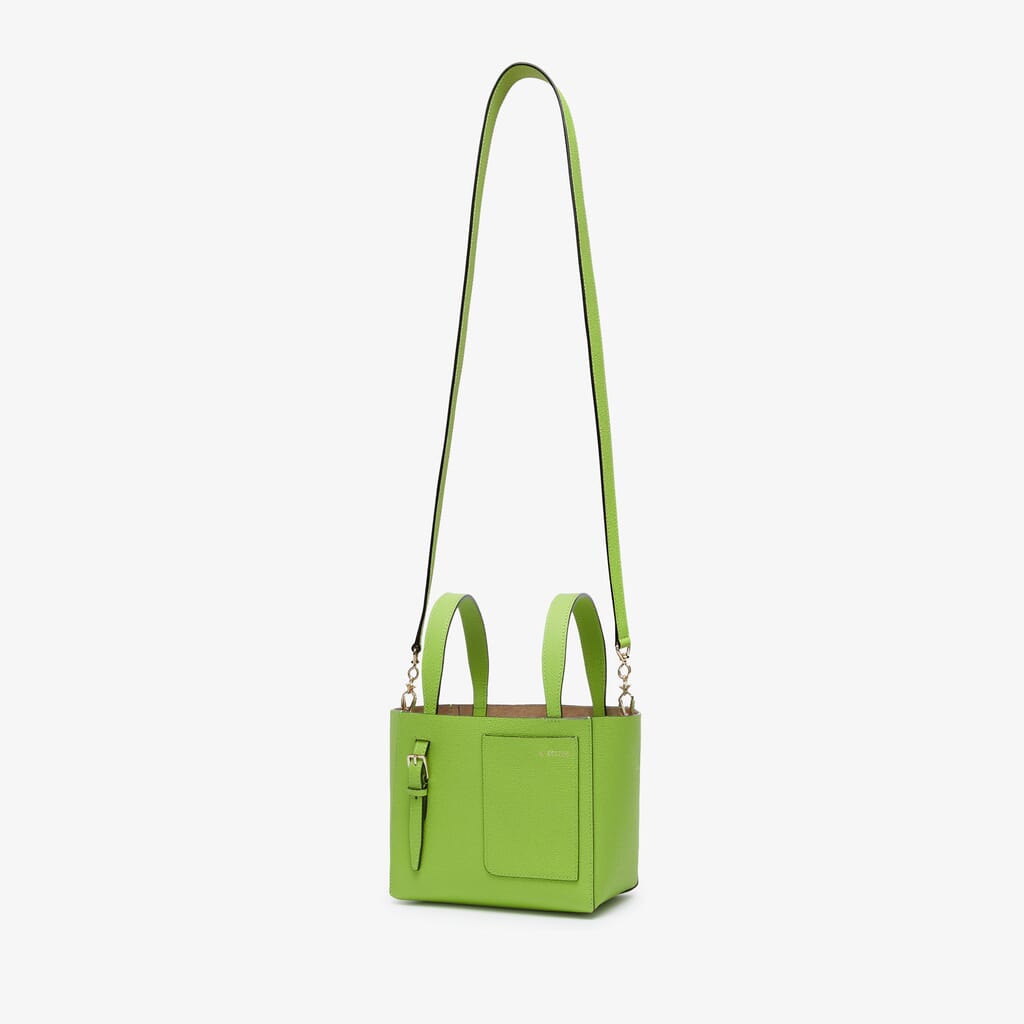 Women's Green Grained Leather Micro bucket bag | Valextra Soft
