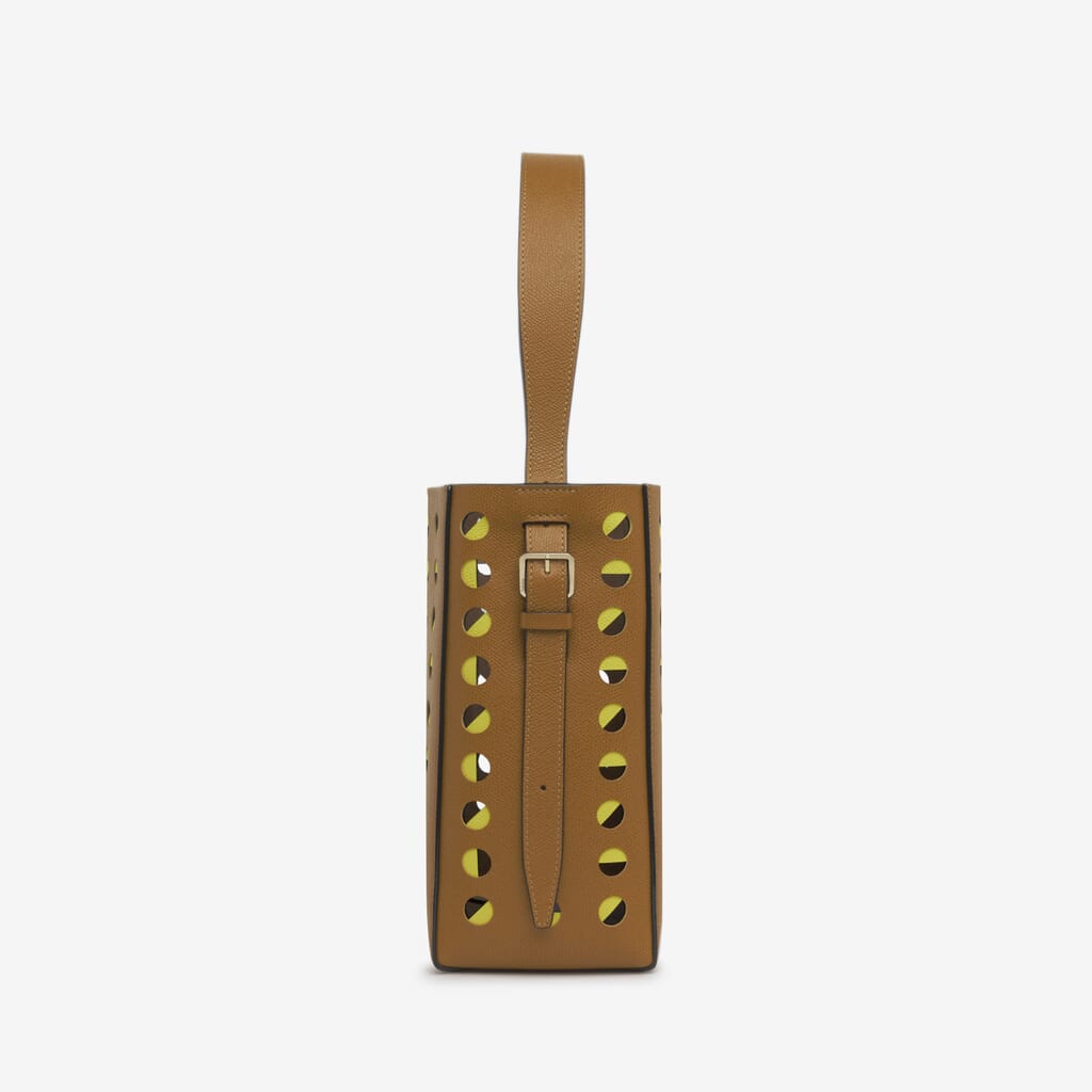 SMALL SATCHEL SOFT BAG SCHEGGI DRILLING CALF LEATHER VS LIGHT GOLD,MHJL,gallery image number 0