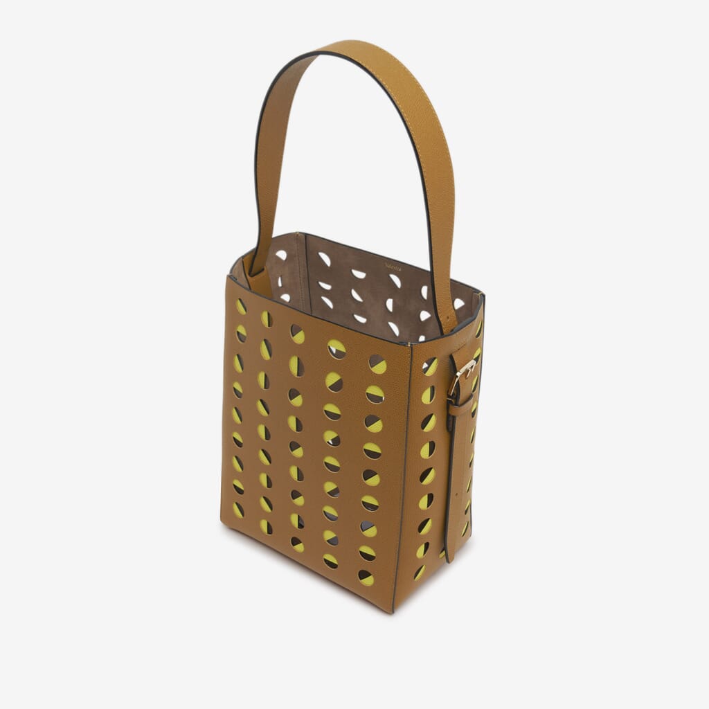 SMALL SATCHEL SOFT BAG SCHEGGI DRILLING CALF LEATHER VS LIGHT GOLD,MHJL,gallery image number 1