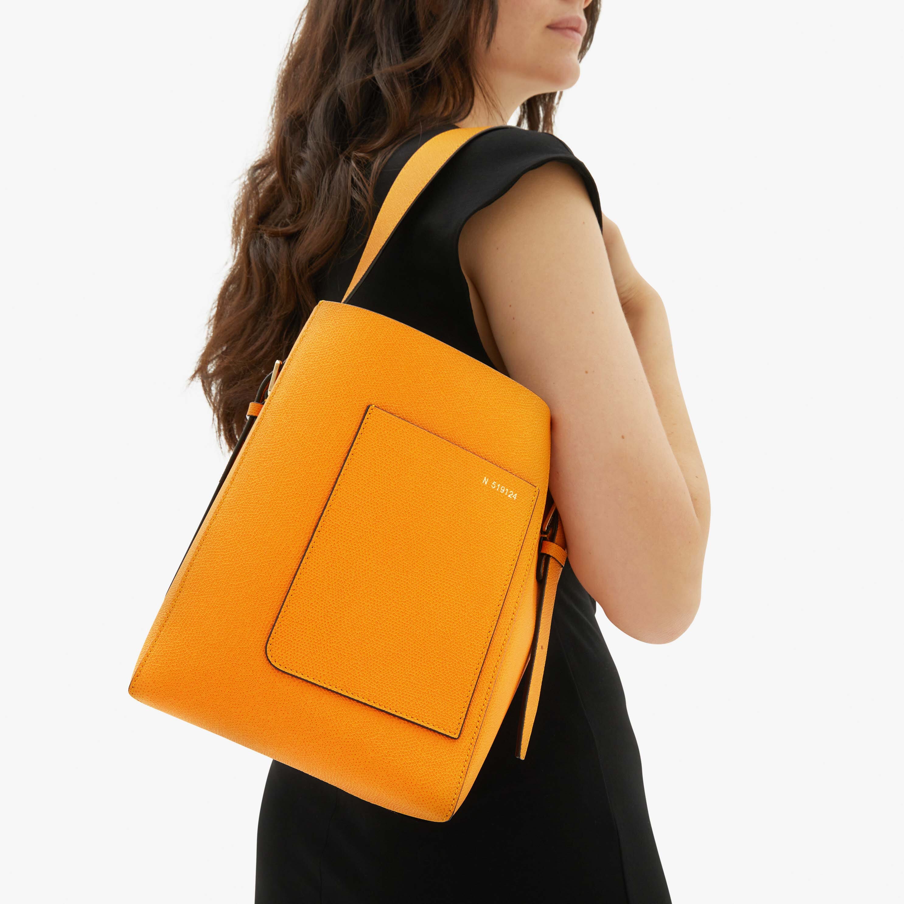 Soft Bucket Mini Bag - Saffron Yellow - Vitello VS - Valextra - 2