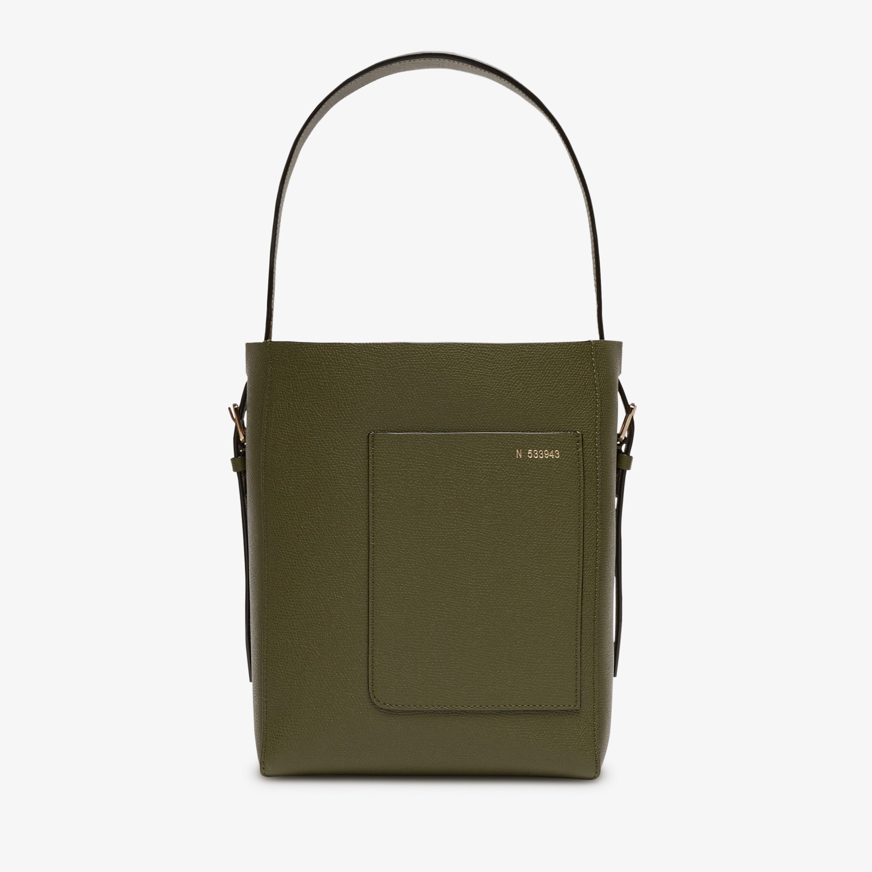 Soft Bucket Mini Bag - Military Green - Vitello VS - Valextra - 1