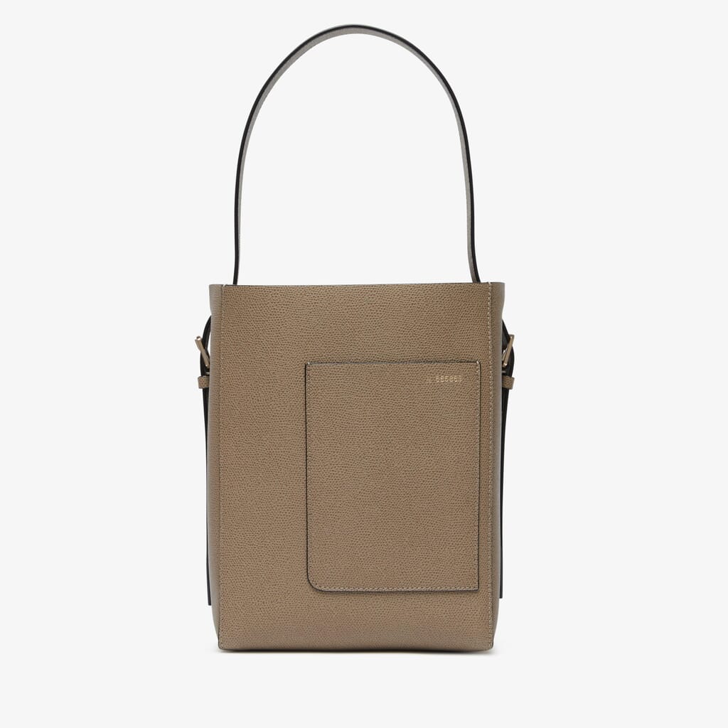 Soft Bucket Mini Bag - Oyster Brown - Vitello VS - Valextra - 1