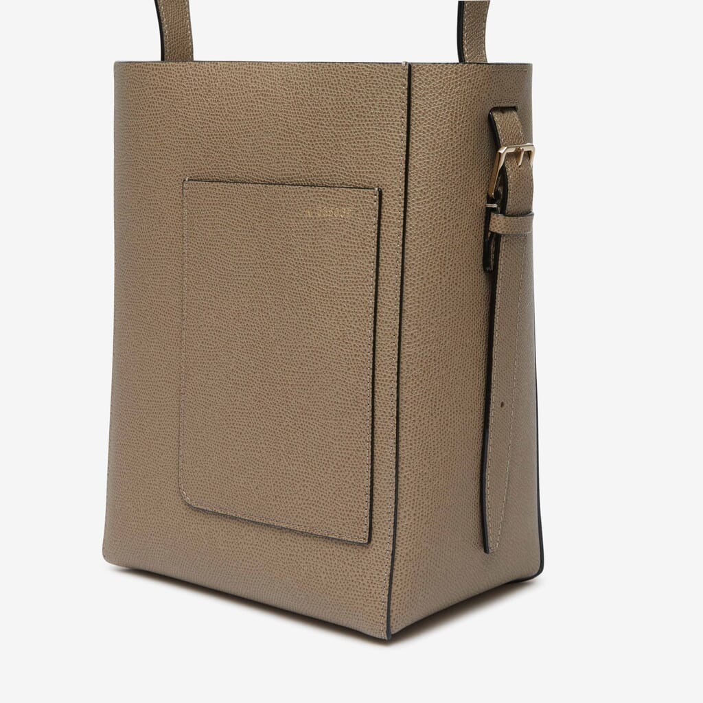 Soft Bucket Mini Bag - Oyster Brown - Vitello VS - Valextra - 3