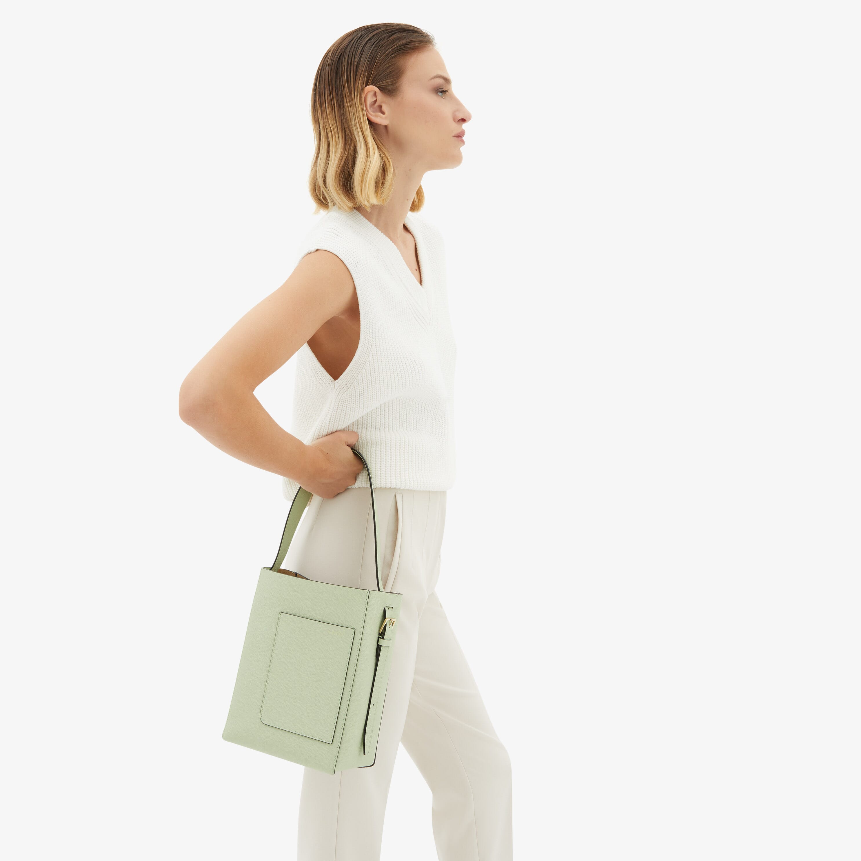 Soft Bucket Mini bag - Mint Green - Vitello VS - Valextra - 2