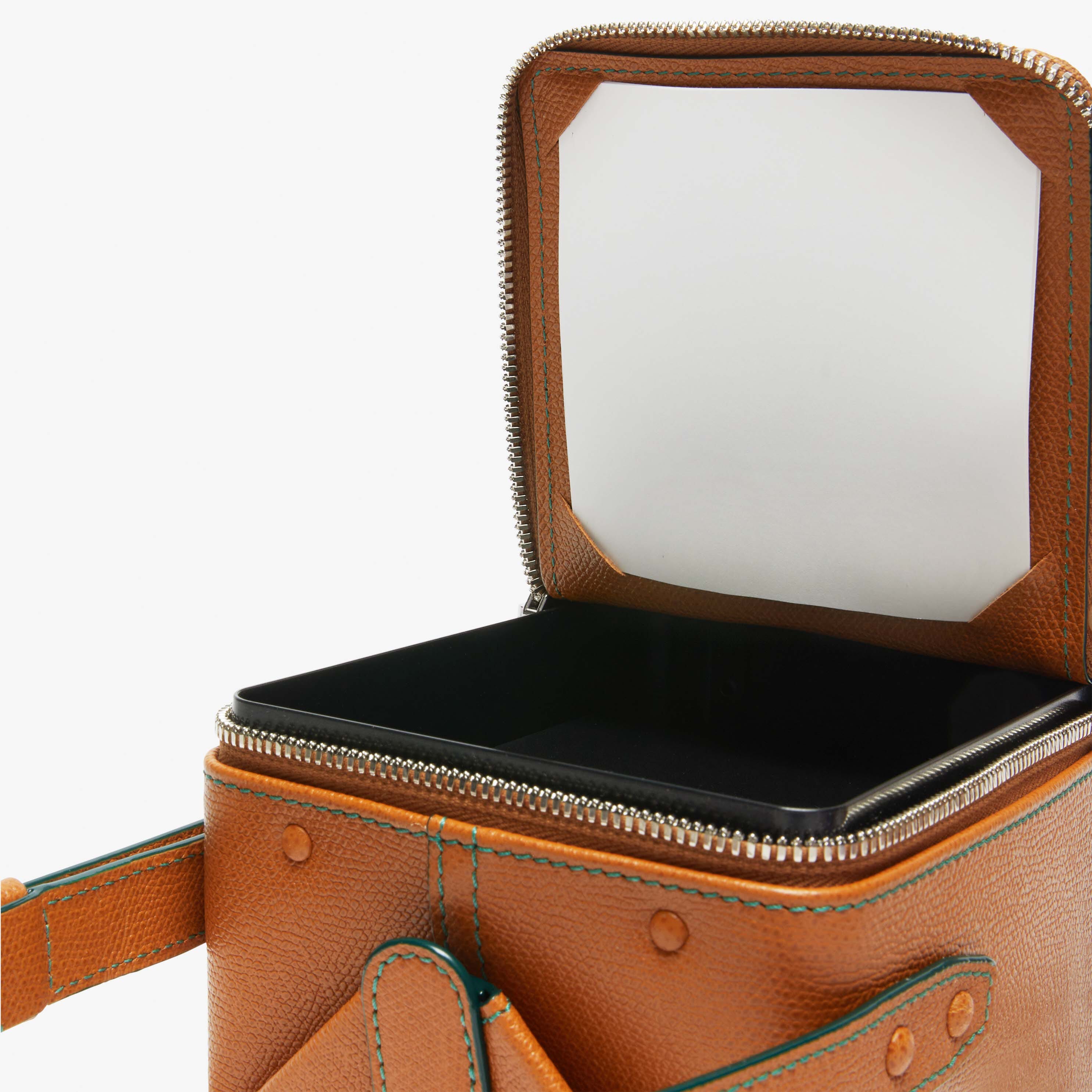Brown Leather Mini top handle bag | Valextra Tric Trac