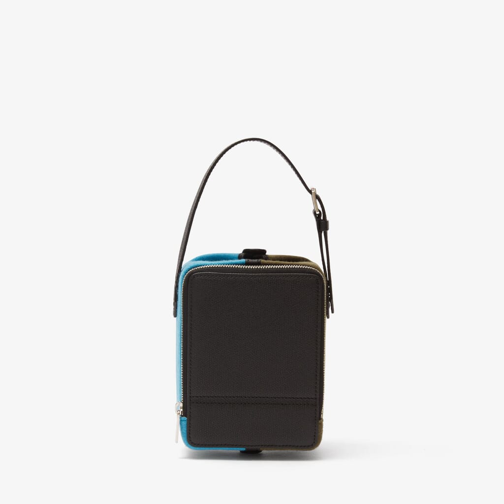 Tric Trac Felt Bag - Military Green/Aquamarine Blue/Black - Feltro/Vitello VS - Valextra - 7