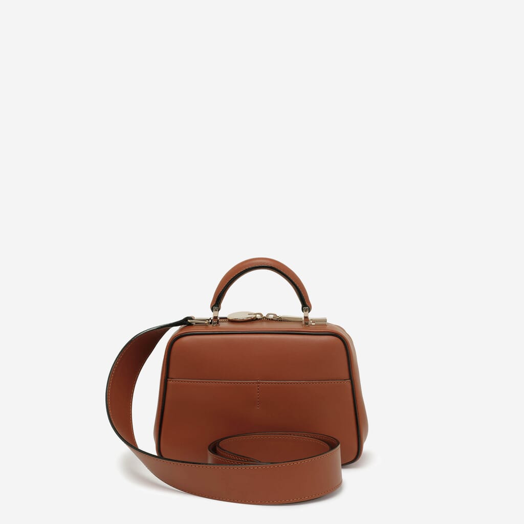 SMALL HANDBAG SERIE S CALF LEATHER GLOSSY PLAYBOY SPECIAL ZIP PULLER LIGHT GOLD,MR,gallery image number 0