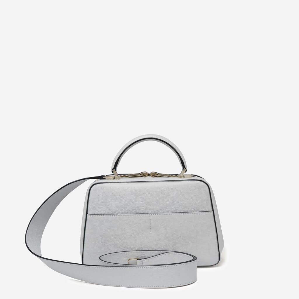 S off-white leather trapezium bag